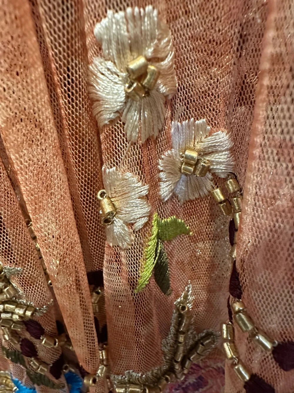 EXQUISITE Free People Peach Embroidered and beaded Maxi Dress - Picture 9 of 14